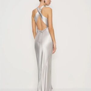 Reformation Silk Silver Dress